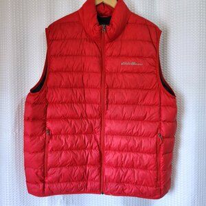 Eddie Bauer Red 650‑Fill Down Vest – Men’s XL (Needs Small Repair)
